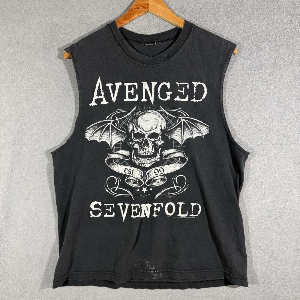 Vintage Avenged Sevenfold Mens M "Flying Skull" Graphic Tank Top Skull Wings
